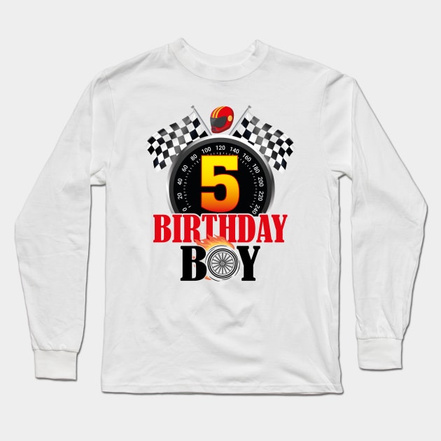 Kids 5th Birthday Racing Car Driver Long Sleeve T-Shirt by GShow